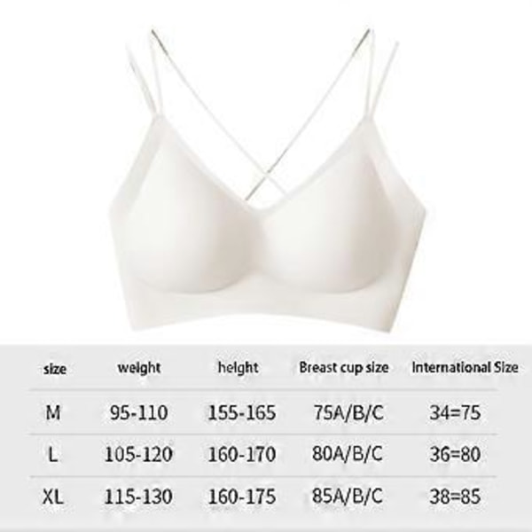 Dam BH Jelly Strip Support T-shirt BH Underkläder Push up BH Vadderade Braletter(M Vit)