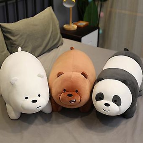 25cm Panda Plussjeleketøy Søt Bjørn Myk Plussj Fyllt Dukke Hjemmedekor Pute (Halvstående Hvit)