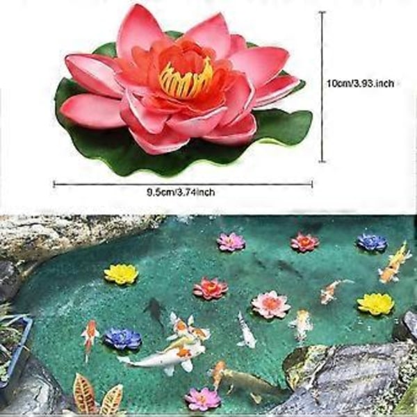 Dam Pynt, Flydende Blomster Realistisk Design Langvarig Holdbarhed til Have Dekoration, Akvarium Indretning (5 stk)