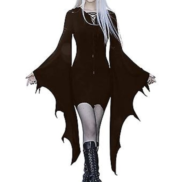 Halloween Bat Sleeve Bandage Klänning Ingen Fading Och Icke-klibbig För Cosplay Party Tillbehör (XL Mörkbrun)