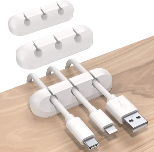 Skrivebords kabelarrangør clips, 3 pak kabelholder, ledningsarrangør