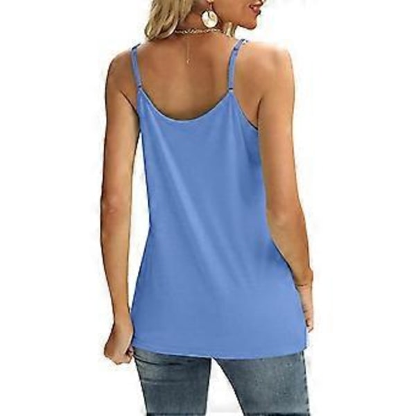 Sommar T-shirt för damer V-ringad Cami Topp T-shirt Flera storlekar tillgängliga Flerfärgad Valfri (L Vit)