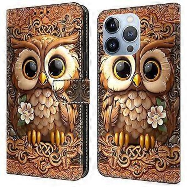 Skal till iPhone 16 Pro Max Mönstertryckt Skyddsfodral TPU+PU Läder Flip Telefonfodral (Stil I)