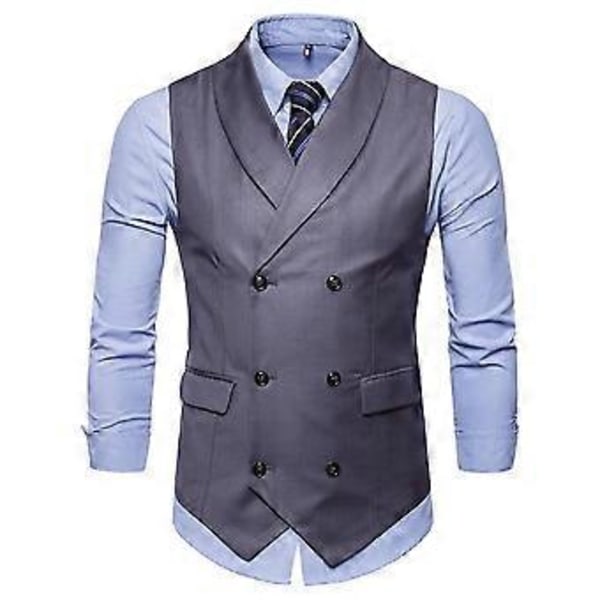 Allthemen Herr Business Formell Enfärgad Kavaj Dubbelknäppt Slim Vätska (M Grå)