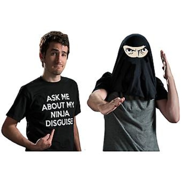 Flip Mask Fun T-skjorte med korte ermer, pustende rund hals, sommertopp for kvinner og menn (XXXXL Svart Ninja)