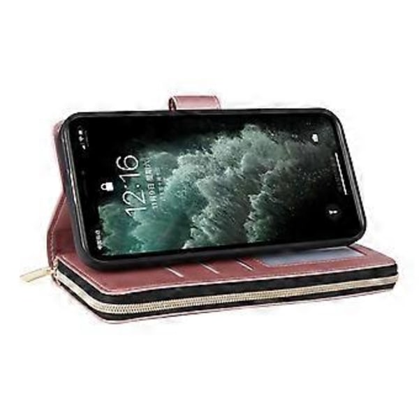 Til iPhone 11 Pro Etui Rhombus PU Læder Flip Telefon Cover Lynlås Pung (Style C)