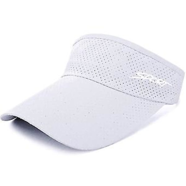 Summer Jogging Golf Sun Visor Cap For Men Women Quick Dry Breathable Eyelet Mesh Sport Running Caps Adjustable Size ( White)