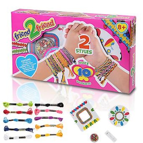 DIY-set för flickor med handgjorda rep, armband, pärlor, flätade leksaker, present (rosa)