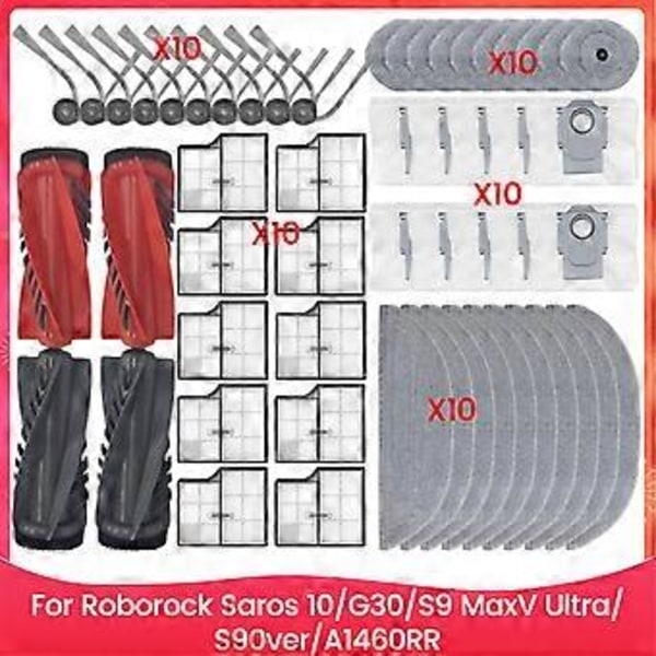 Til Roborock Saros 10/G30/S9 MaxV Ultra/S90ver/A1460RR Reservedele Hoved Sidebørste Filter Moppeklud