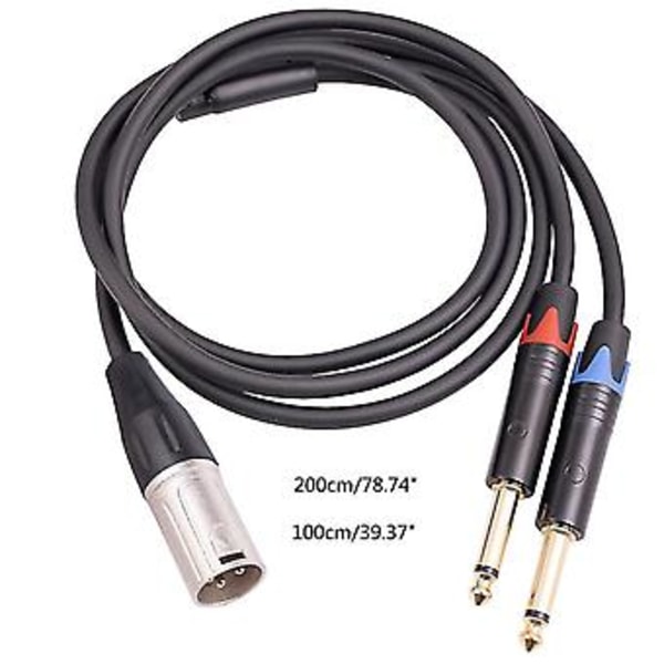 1 XLR 3-polet Han-stik - Til 2x 6,35 mm TS Han-stik Mono Mikrofon Lydkabel{jkw} (1 m)