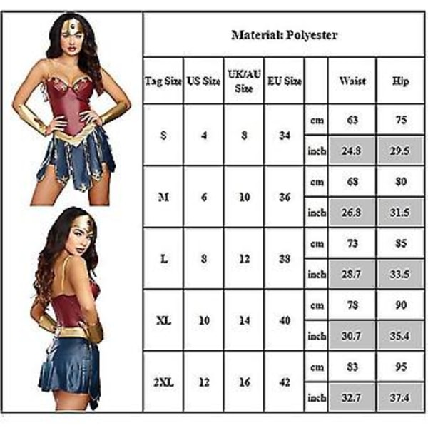 Wonder Woman Cosplay Party Kostymset Festkläder Outfit Set Kvinnor Presenter-r (M)