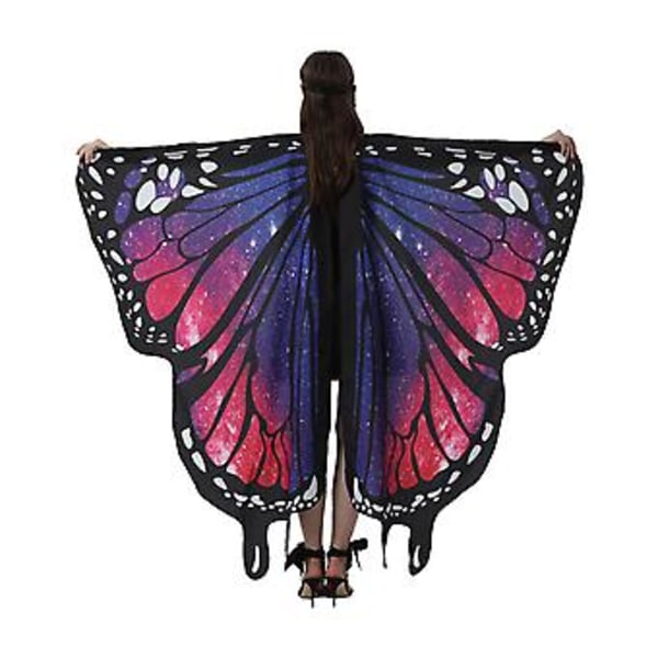 Voksen Butterfly Shawl Kappe med Roterende Vinger til Halloween, Cosplay og Dans (Sort)( )