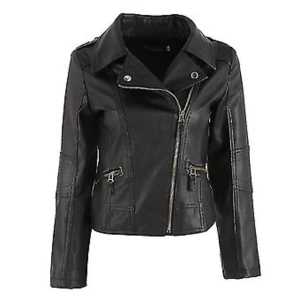 Dam Läder Motorcykel Dragkedja Krage Punk Jacka Bikerjacka Ytterkläder (XL)