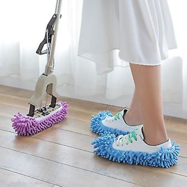 Pestävä Lazy Mop - pölytossut lattian puhdistukseen, kotikäyttöön, sukat kengät (2 kpl sininen)