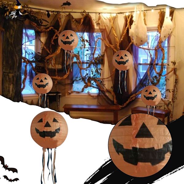 Halloween Papperslykta Vikbar Bälte Skägg Spindel Fladdermus Skelett Prop Charm style 5