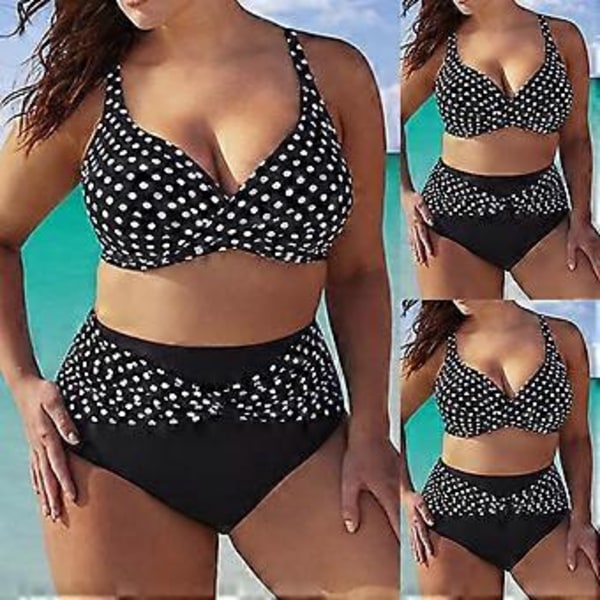 Naisten Pluskokoinen Korkean Vyötärön Bikinin Setti Uimapuvut Push-Up Pehmustetut Rantapuvut Uimapuvut (4XL)