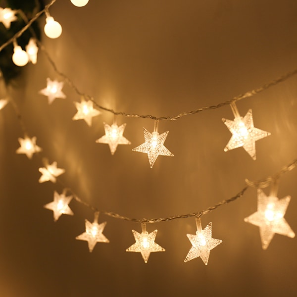 Star 100 LED Stjernelyslenke, Plug-in Feelyssleng Lys