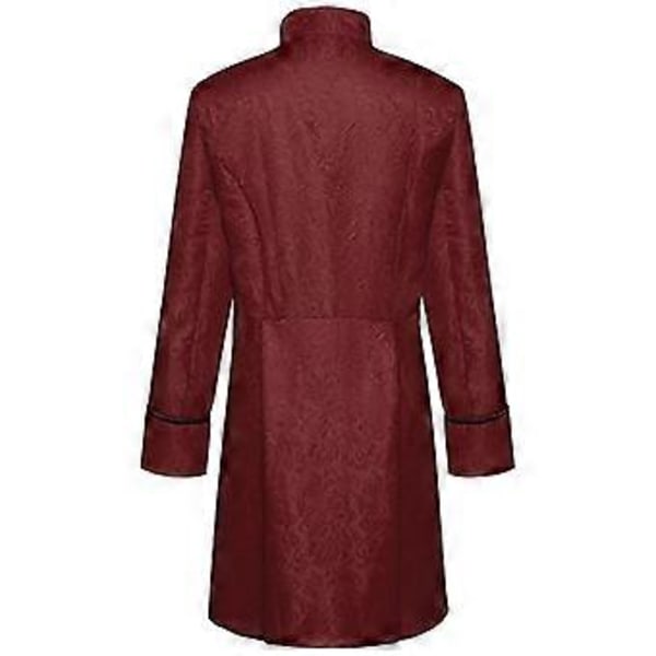 Miesten Takit Keskiaikainen Steampunk Vintage Takki Gootti Victorian Takki Karnevaali Cosplay Puku _a(3XL Tummanpunainen)
