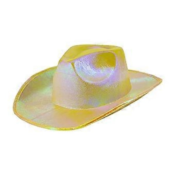Cowboy Partyhatt Glänsande Roliga Hattar Cowgirl Hatt Rave Kepsar för Karneval Disco Vit(Gul)