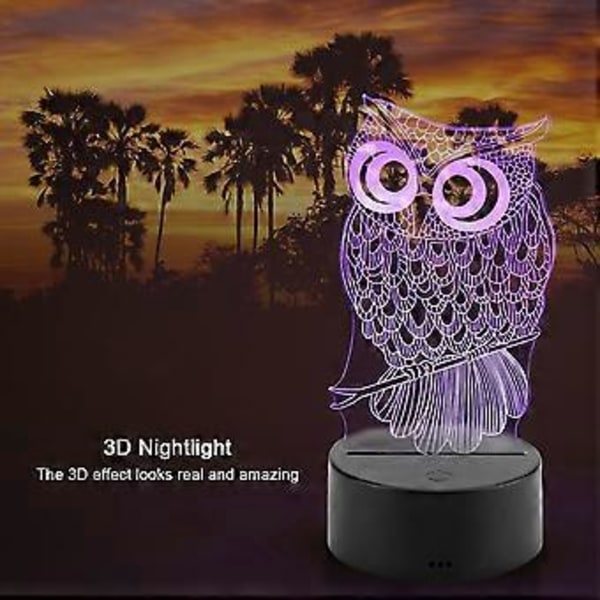 Fjärrkontroll 3D Nattlampor Bordslampa LED Illusionslampor (Svart Bas utan Fjärrkontroll)