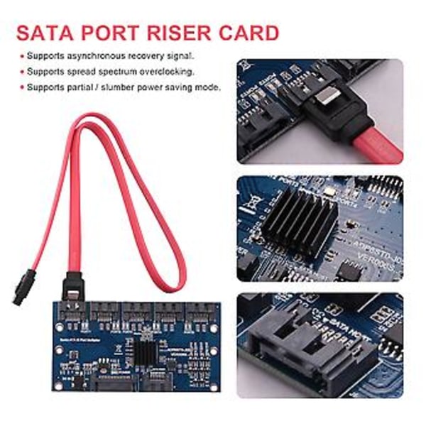 Kontrollkort Moderkort Sata Expansionskort 1 Till 5 Portar Sata3.0 6Gbps Multiplicering Sata Port Rise