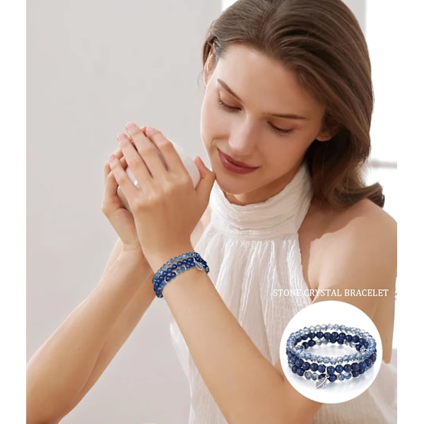 Stablebare krystalperle armbånd til kvinder Boho Multi Layer Stretch armbånd Natursten perle armbånd med blad Ch