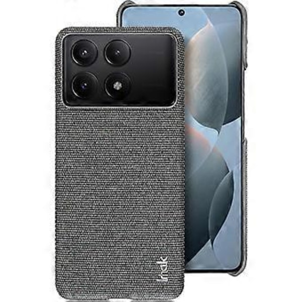 IMAK Ruiyi Serie til Xiaomi Redmi K70E 5G/Poco X6 Pro 5G Cover Stoftekstur Læder+PC Telefon Bagside (Mørkegrå)