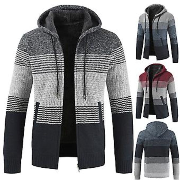 Fianao Jacka Lättviktsrandig Färgblock Herr Hoodie för Löpning (Mörkgrå)