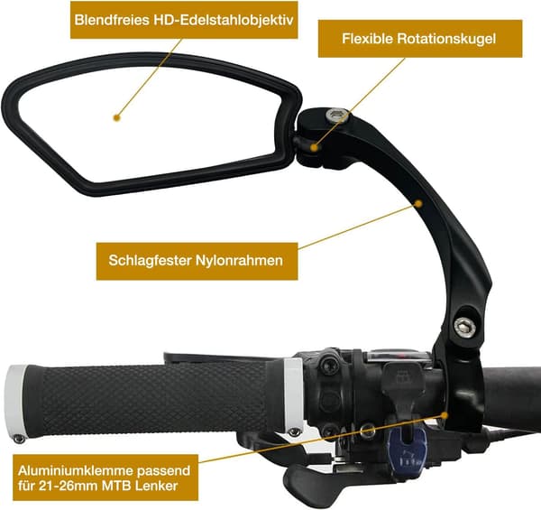 Rustfrit HD Motorcykel Bakview Spejl - Generation 2.0 Bi