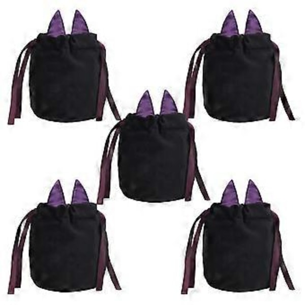 5 stk Halloween Julegodteposer Party Godtegavepose Kreativ Sød Kanin Bat Design (Sort)