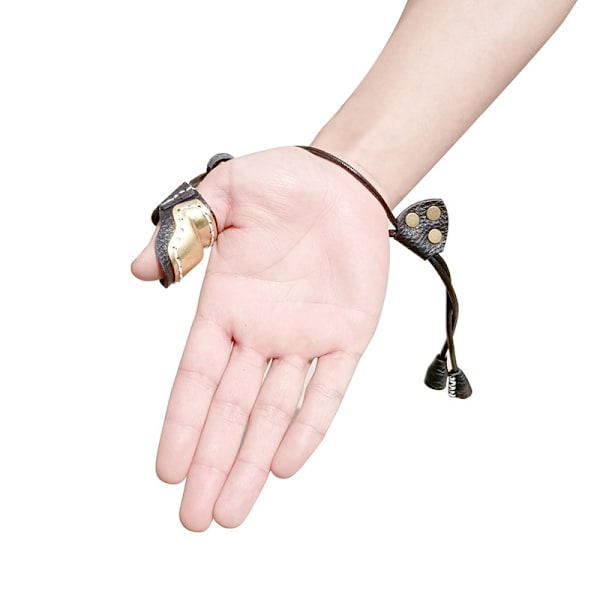 Tommelring Bueskydning Fingerbeskytter, Læder Messing Bueskydning Fingerbeskytter Adj