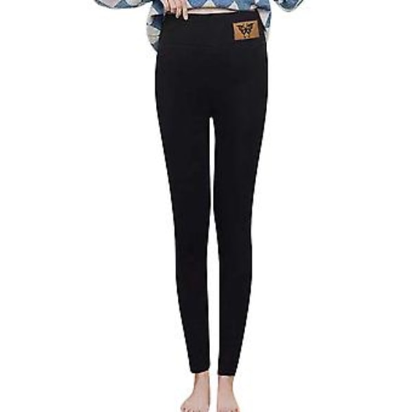 Dame Termiske Leggings Tykke Vinter Fleecefôret Varme Høy Midje Stretch Bukser (XL Butterfly Black)