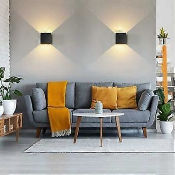 Sæt med 2 Væglamper 12W LED Moderne Indendørs Soveværelse, Justerbar Up and Down Design Lampe, Aluminium LED Væglamper Sort til Værelse