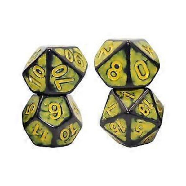 7x Polyhedriske Terninger Sæt Festartikler Festspil Terninger D4~D20 til Kort (Gul)