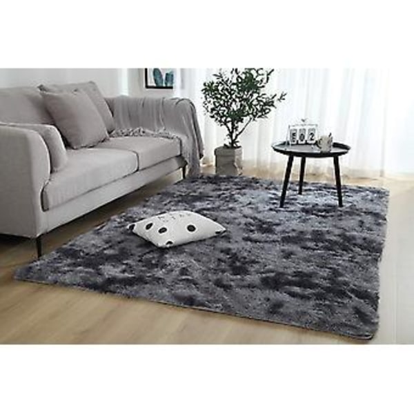 Fong Myk, Moderne Innendørs Shaggy Teppe 4x6,6 For Soverom Stue Hybelrom Barnerom Hjem Dekorativ, Sklisikker Pluss Fluffy 2,6 x 5,2 Ft. Mørk Grå