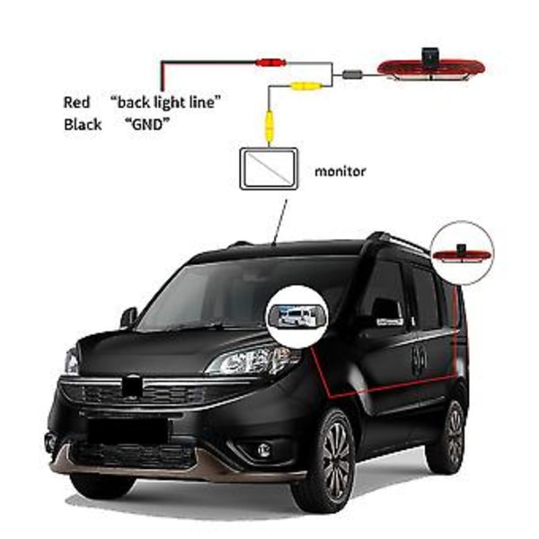 Auton vedenkestävä korkea jarruvalo peruutuskamera takakamera Doblo Opel Combolle