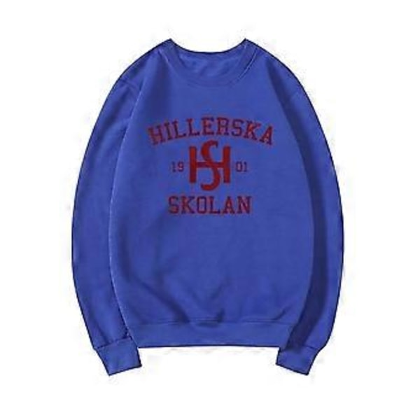 Young Royals Hillerska Skolan Collegepaita Hillerska Skolan Huppari Naisten Pitkähihainen Collegepaita Graafiset Hupparit Streetwear-topit (XXXL sininen)