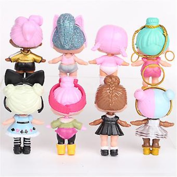 8 st Lol Surprise Mini Figurer Tårta Topper Söta Dockor För Barnens Födelsedagsfest Tillbehör Dekorationer ( )