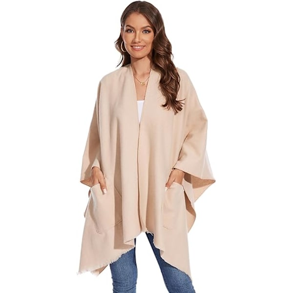 Elegant Sjal med Öppen Framkant, Mjuk Poncho för Kvinnor, Lämplig för Vår, Höst och Vinter