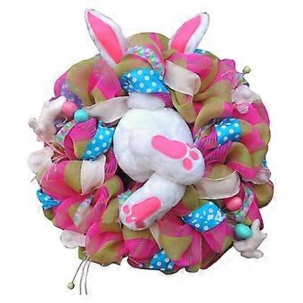Pääsiäispehmolelukranssi Pupu Seinätarra Juhlakoriste 30cm (pinkki)