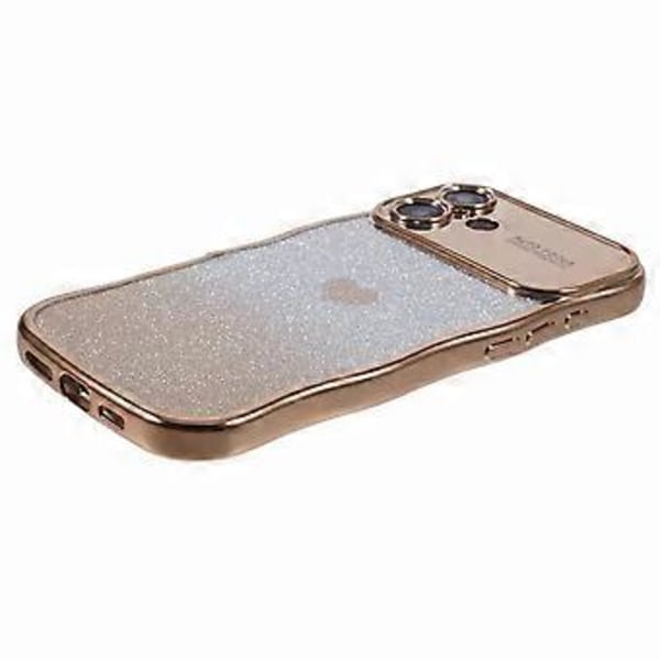 Skal till iPhone 16 Plus Kärlekshjärta Gradient Glitter TPU Telefonfodral Elektropläterad Krullig Ram (Stil D)