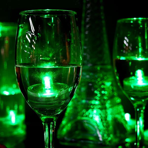 Grønne vanntette undervanns runde mini LED telys nedsenkbare