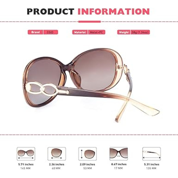 1 stk Retro Polariseret Dame Solbriller Store Stel Designer Oversi