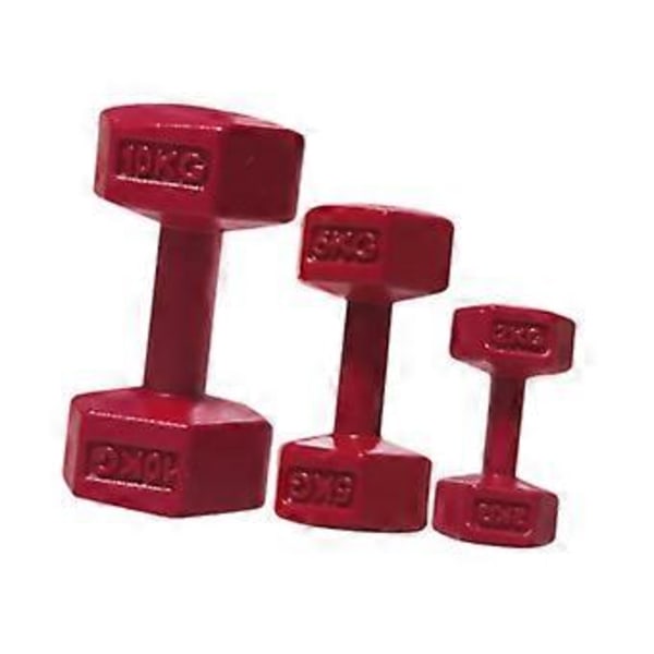 3 Deler Mini Sportslekesett, Dukkehusmanualer Sportsutstyr, Dukkehus Gymmanualer Miniatyr Kettle Bell, for Barn (rød)
