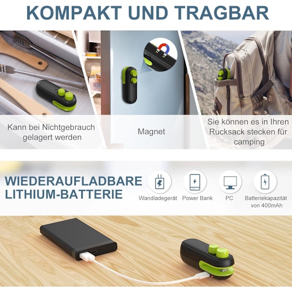 Mini sveisemaskin 2 i 1 oppladbar poseforsegler med forsegling