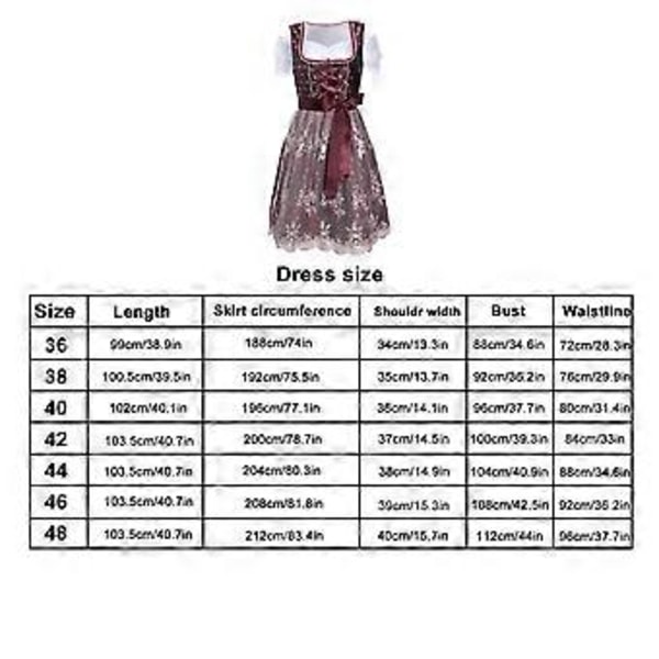 Clearlove Dirndl Naisten Midi Pukukokonaisuus 3-osainen Sisältää Dirndl-mekon, Dirndl-esiliinan ja Dirndl-paidan Oktoberfestiin, 50% Tarjous (48)