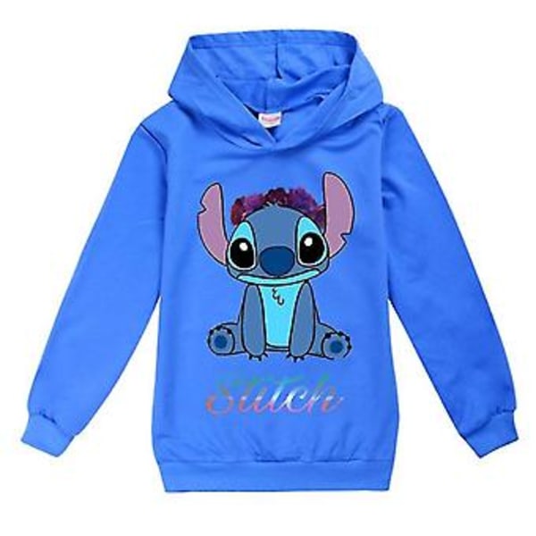 Lilo & Stitch Barn & Flickor Hoodie Casual Huvtröja Jumper Toppar Pullover Aktivkläder 13-14 År Blå