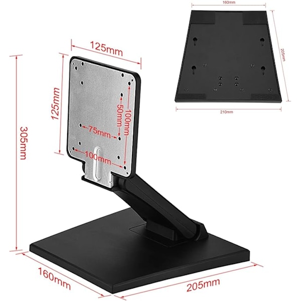 Monitorstativ, Justerbar LCD LED Monitorstativ 10-24 Tommer Flad Skærm TV