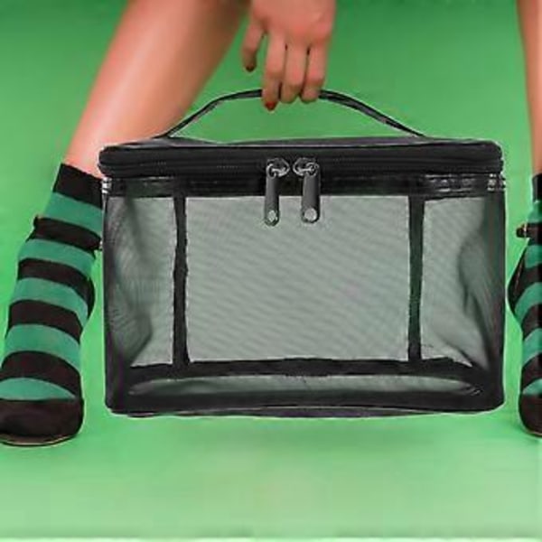 Mesh Opbevaringsposer Mesh Kosmetikpung Kosmetik Opbevaringspose Rejse Toiletartikler Taske Makeup Børste Pung