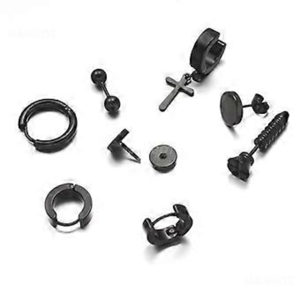 8 Par Fashionable Øreringe i Rustfrit Stål Retro Kvinder Mænd Gothic Rustfrit Stål Stud Øreringe Punk Unisex Øreringe Sæt Gaver ( )